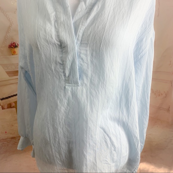 VINCE Drapey Stripe Pullover in Powder Blue - Picture 7 of 15